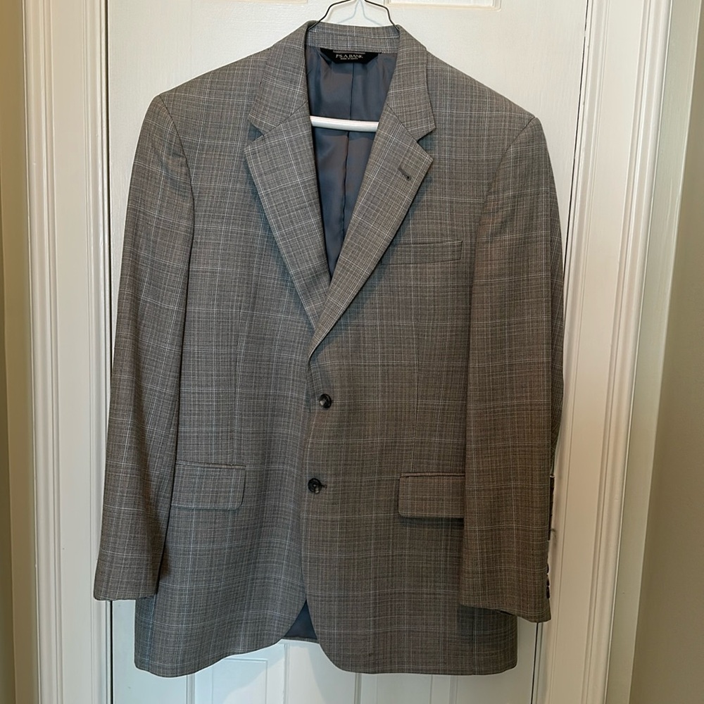 Joseph A Bank Sport Coat, light blue/gray plaid, 42